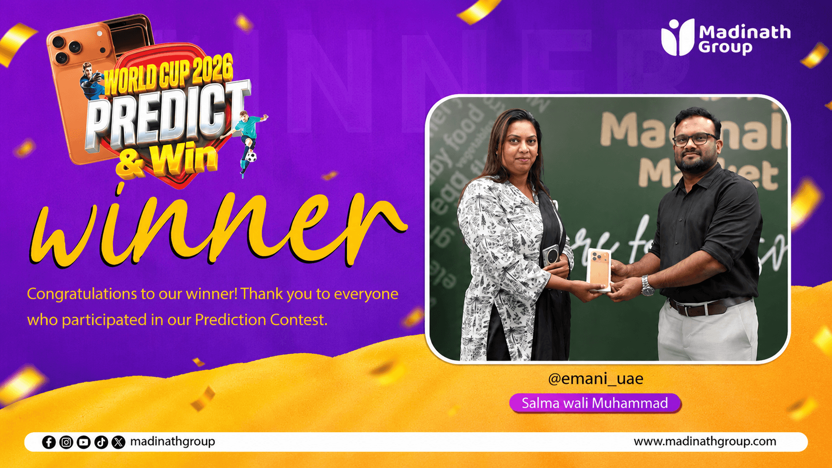 Madinath Group Announces Winner of the World Cup 2026 Predict & Win Contest